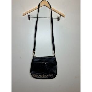 Tignanello Women's Black Genuine Leather Adjustable Strap Zipper Crossbody Bag